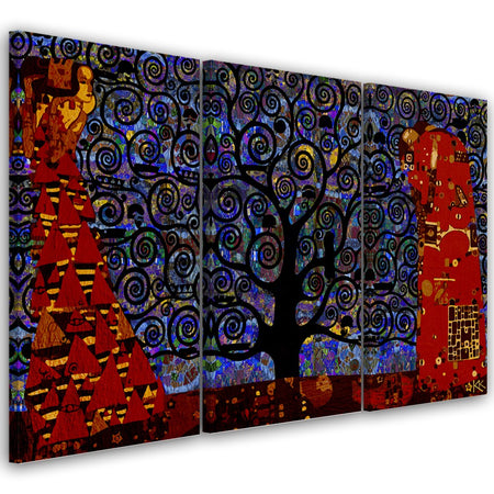 Quadro su tela 3 pannelli, Blue Tree of Life Abstraction