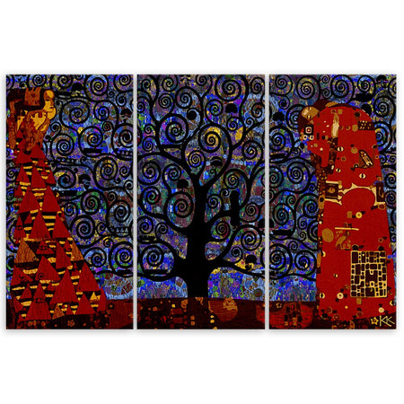 Quadro su tela 3 pannelli, Blue Tree of Life Abstraction
