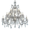 Lampadario Classico Marie Therese Acciaio Cromo Vetro Trasparente 30 Luci E14