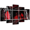 Quadro su tela 5 pannelli Astrazione rossa