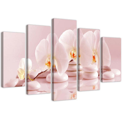 Quadro Multipannello Orchidea a fiore rosa