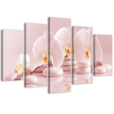 Quadro Multipannello Orchidea a fiore rosa