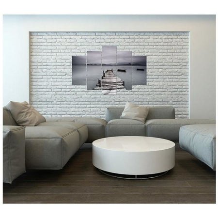 Quadro su tela 5 pannelli Molo Lago Immagine di paesaggio
