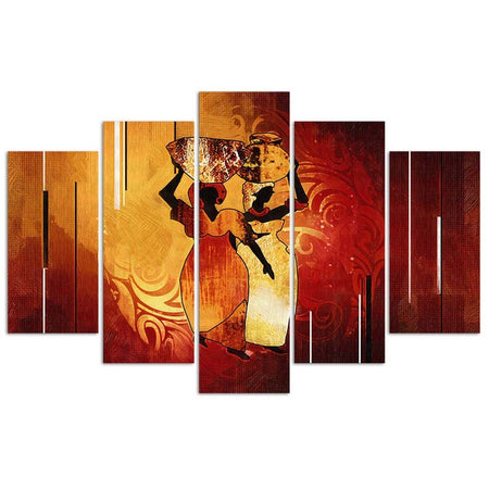 Quadri Quadro 5 pezzi Stampa su tela Africa Donne