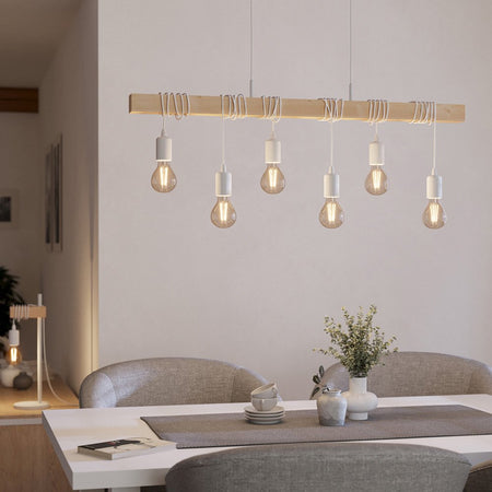 Lampadario Industrial Townshend 6 Luci Acciaio Bianco