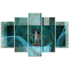 Quadri Quadro 5 pezzi Stampa su tela Windows Abstraction Turquoise