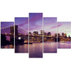 Quadro su tela 5 pannelli Tramonto a New York Manhattan