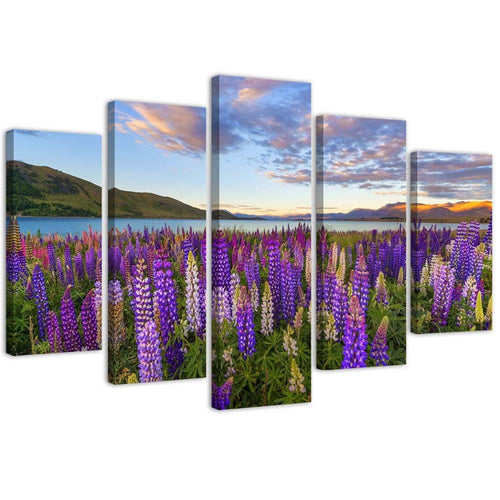Quadro Multipannello Fiori del Lago della Lavanda