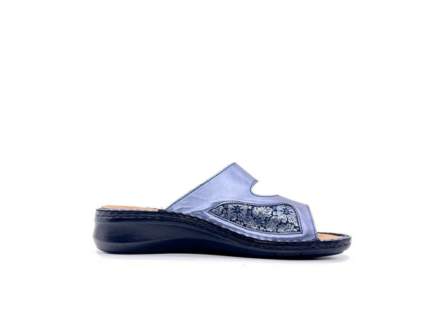 GRUNLAND Ciabatta Donna Dami Blu Due Strappi