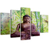 Quadri Quadro 5 pezzi Stampa su tela Buddha Meditazione Verde