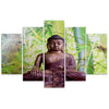 Quadri Quadro 5 pezzi Stampa su tela Buddha Meditazione Verde