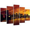 Quadro su tela 5 pannelli Tramonto a New York Manhattan
