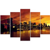 Quadro su tela 5 pannelli Tramonto a New York Manhattan