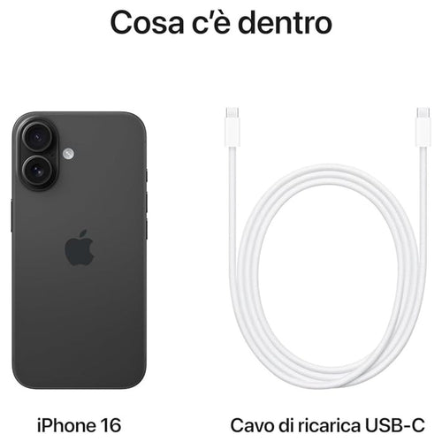 Apple iPhone 16 Smartphone 6.1 Memoria Interna 128gb - Colore  Black MYE73ZD/A - EU