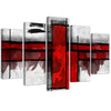 Quadri Quadro 5 pezzi Stampa su tela Astratto Bianco Rosso
