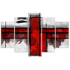Quadri Quadro 5 pezzi Stampa su tela Astratto Bianco Rosso