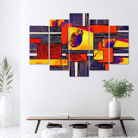 Quadro su tela 5 pannelli Astrazione colorata