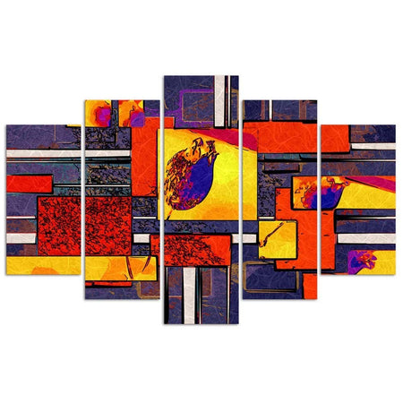 Quadro su tela 5 pannelli Astrazione colorata