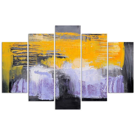 Quadri Quadro 5 pezzi Stampa su tela Astrazione Giallo Viola