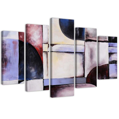 Quadro su tela 5 pannelli Astrazione viola