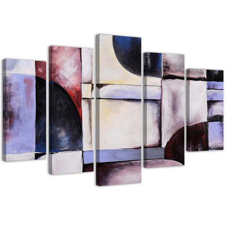 Quadro su tela 5 pannelli Astrazione viola