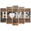 Quadro su tela 5 pannelli Casa Cuore Marrone Retro