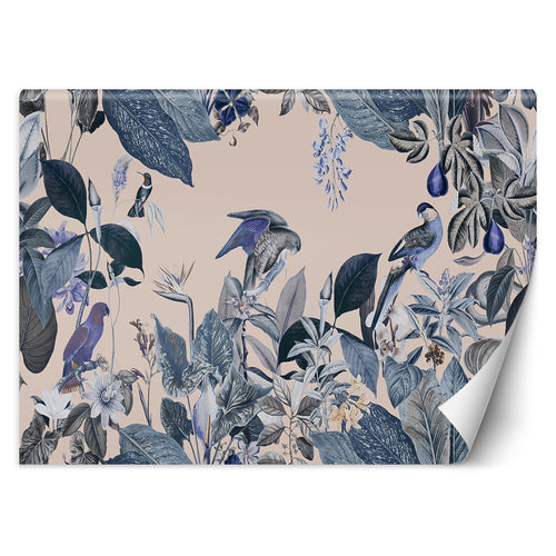 Carta Da Parati, 3D Uccelli tropicali Foglie