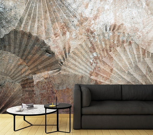 Carta Da Parati, Beige Marrone Ventaglio Astratto