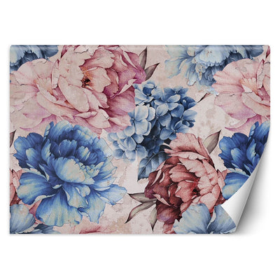 Carta Da Parati, Fiori di peonia Acquerello pastello 3D