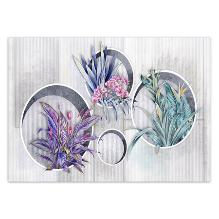 Carta Da Parati, Fiori viola in vaso aspetto concreto