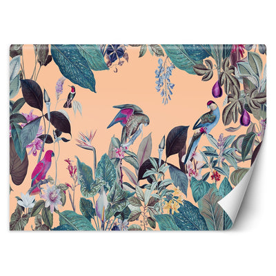 Carta Da Parati, Foglie tropicali Uccelli