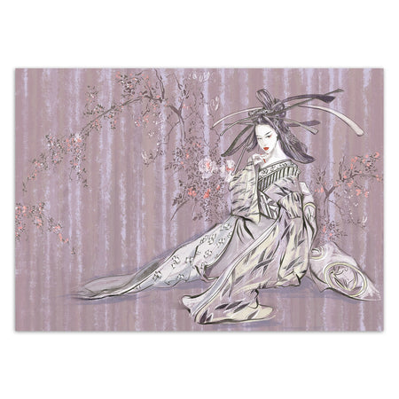Carta Da Parati, Geisha giapponese rosa retrò