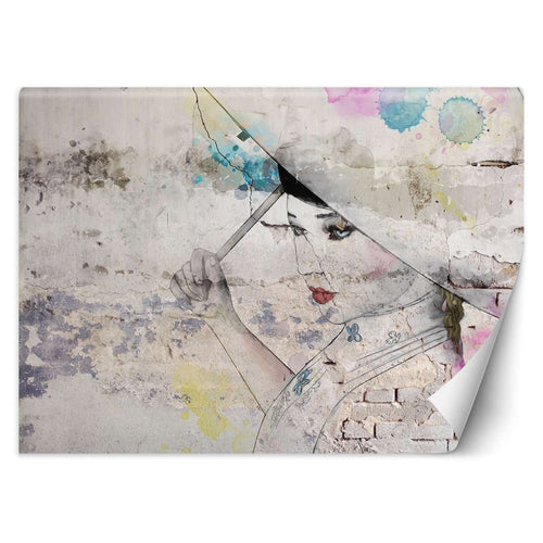 Carta Da Parati, Geisha ombrello muro di cemento