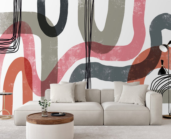 Carta Da Parati, Linee astratte 3D Boho