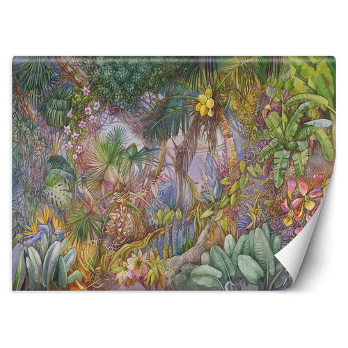 Carta Da Parati, Lusso colorato giungla animali tropicali