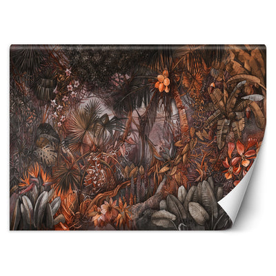 Carta Da Parati, Premium colorato giungla animali tropicali marrone