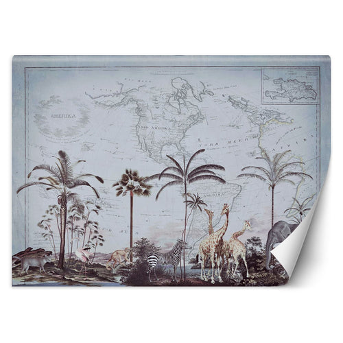 Carta Da Parati, Vecchia mappa del mondo d'epoca e Savana