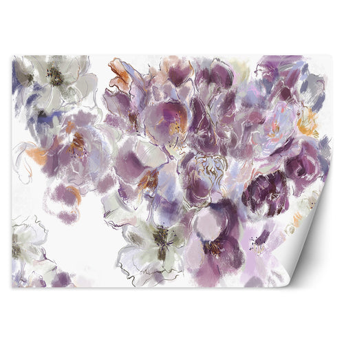 Carta Da Parati, Viollet viola Iris Flower dipinto a mano