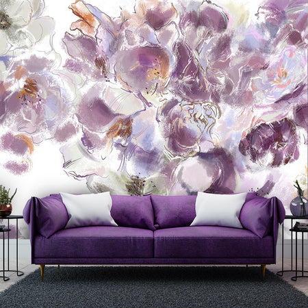 Carta Da Parati, Viollet viola Iris Flower dipinto a mano