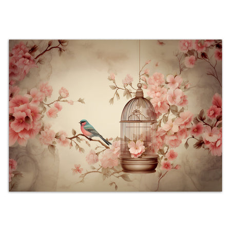 Carta Da Parati, Uccello su ramo vintage