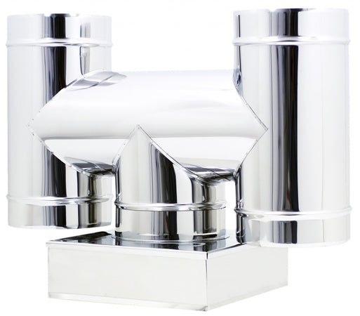 Fumaiolo terminale da 27x27cm ad H inox base quadra