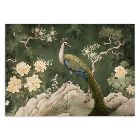 Carta Da Parati, Pavone orientale verde