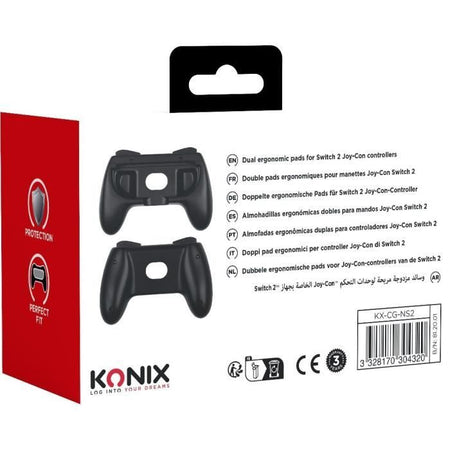 Coppia di supporti per Joy-Con - KONIX - Nintendo Switch 2 - Forma del controller classico - Nero