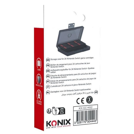 Custodia protettiva e per il trasporto - KONIX - Per cartucce di gioco Nintendo Switch 2 - Antiurto - 24 scomparti - Nero