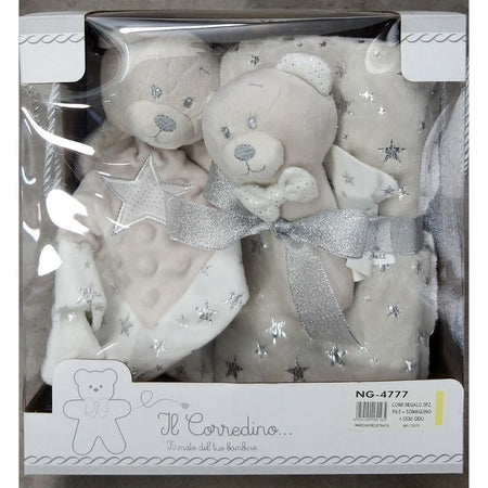 Regalo neonato con Plaid, Doudou e sonaglino Nazareno Gabrielli