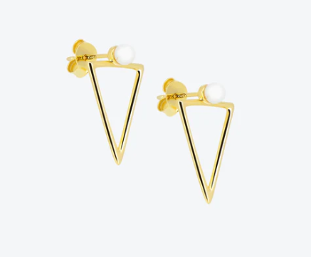 Anihma - ORECCHINI TRIANGOLO E PERLA - ORO