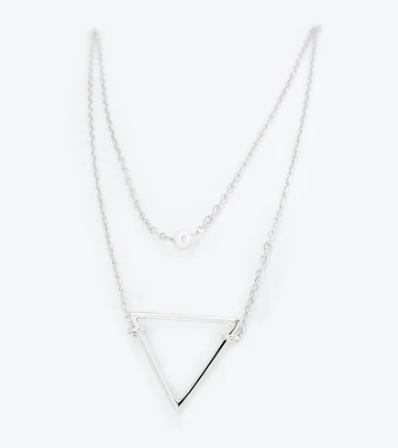 Anihma - COLLANA DOPPIO FILO TRIANGOLO E PERLA - ARGENTO