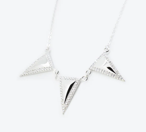 Anihma - COLLANA CON TRIANGOLI E PAVÉ - ARGENTO