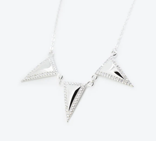 Anihma - COLLANA CON TRIANGOLI E PAVÉ - ARGENTO