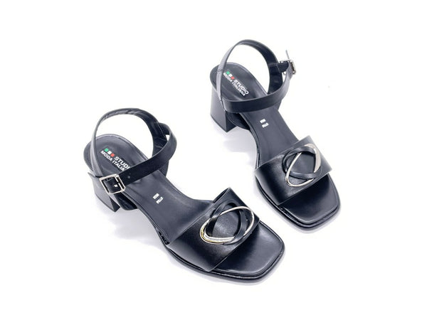 REPO Sandalo Donna Nero Con Tacco